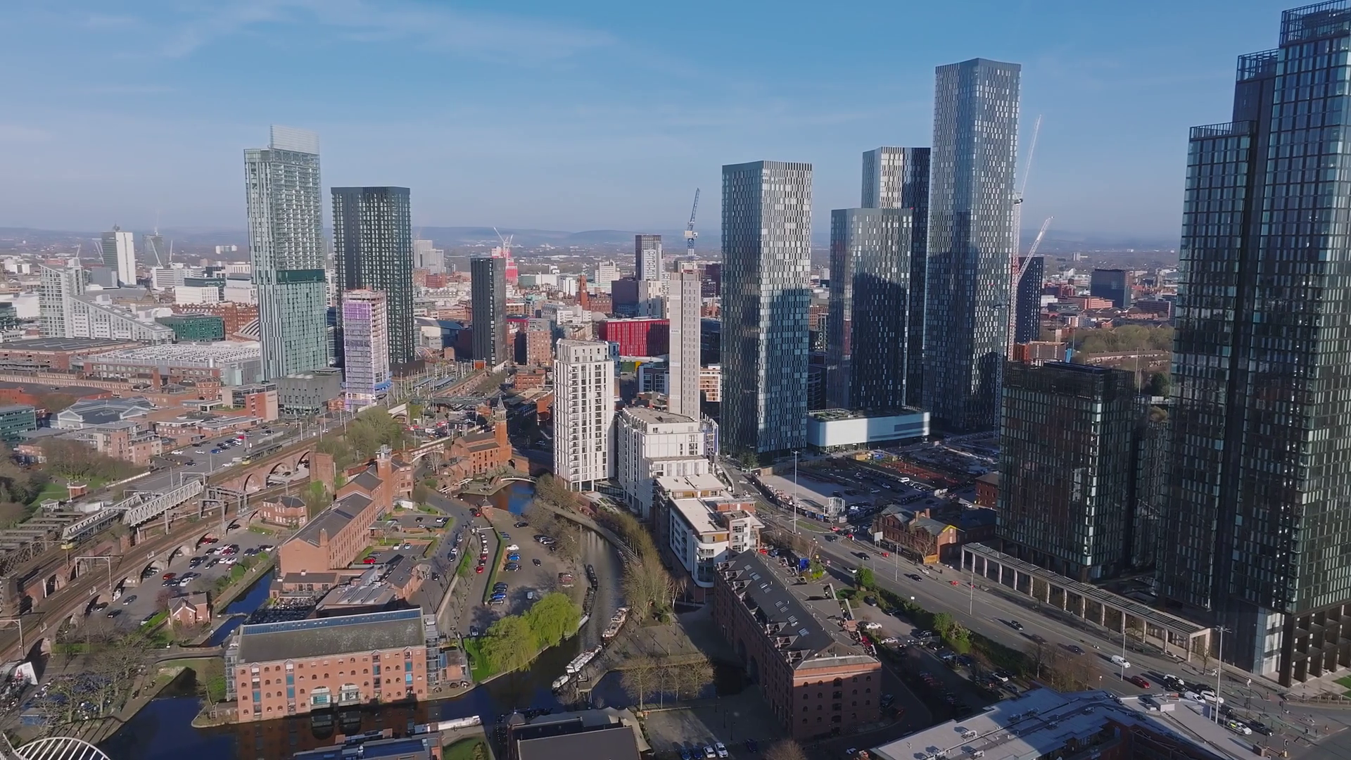 Aerial View Of Manchester Uk Featuring Stock Footage SBV-352016134 ...