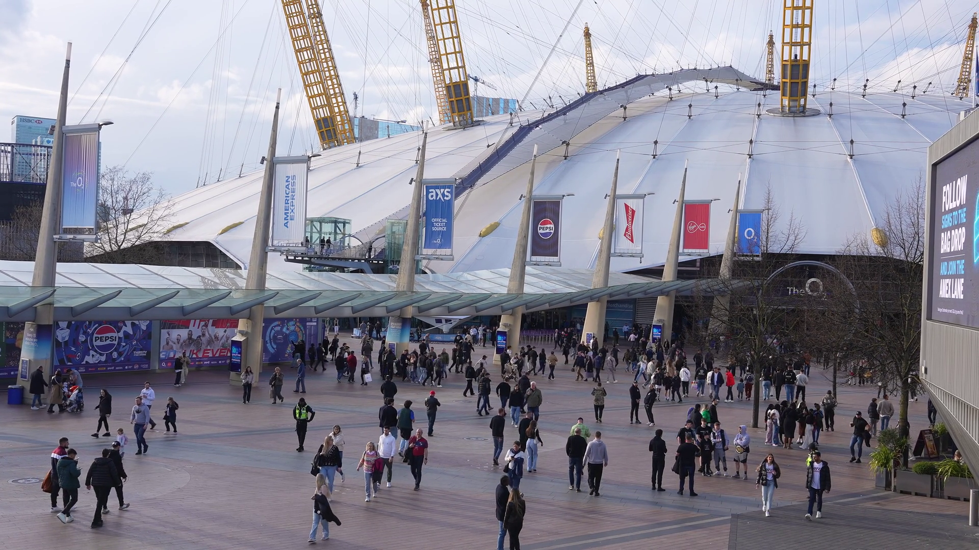 People Walk Gather In Plaza Outside O2 Arena Stock Footage SBV ...
