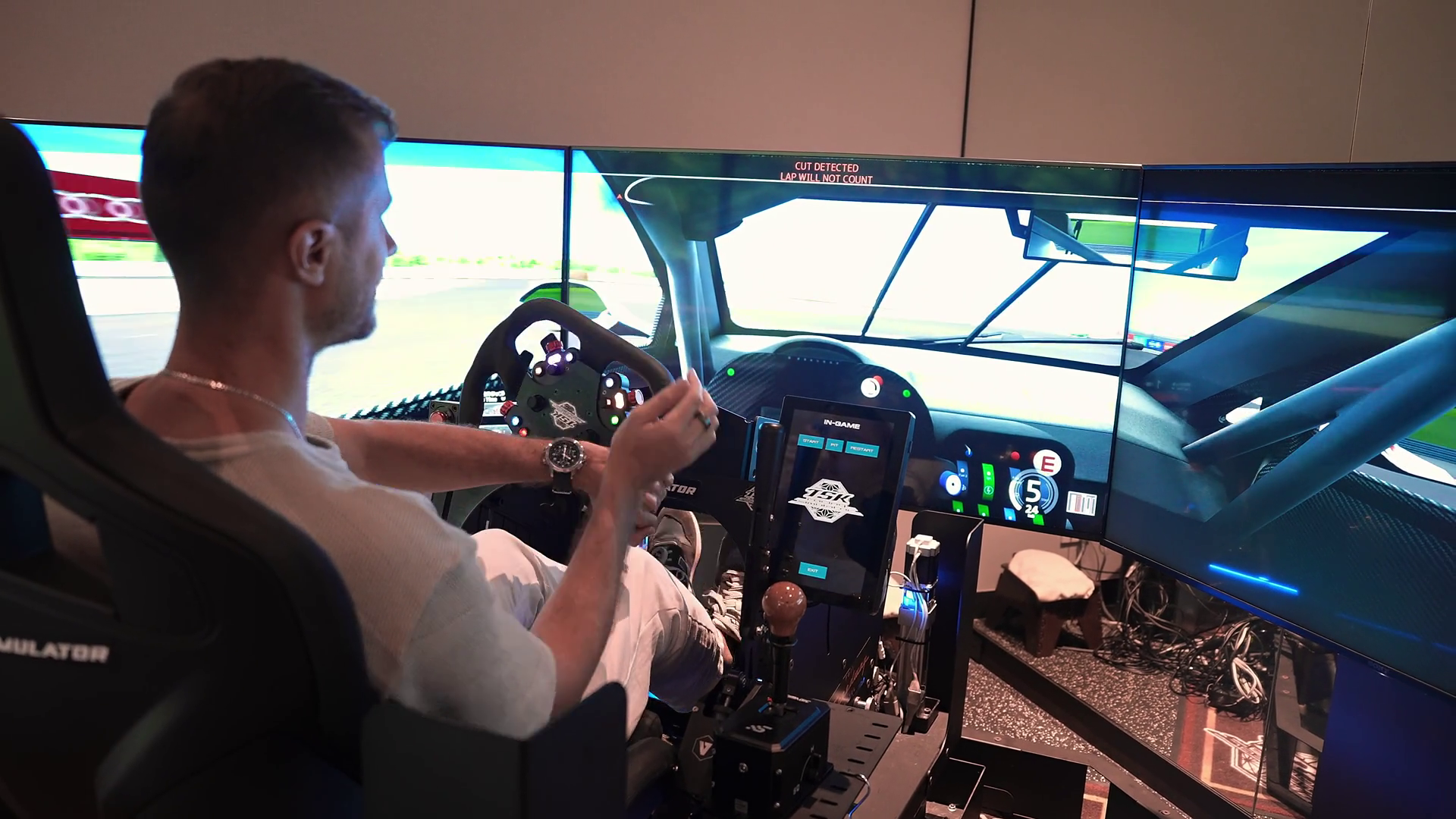 Close Up Shows Man In Pro Racing Simulator Stock Footage SBV-353187688 ...