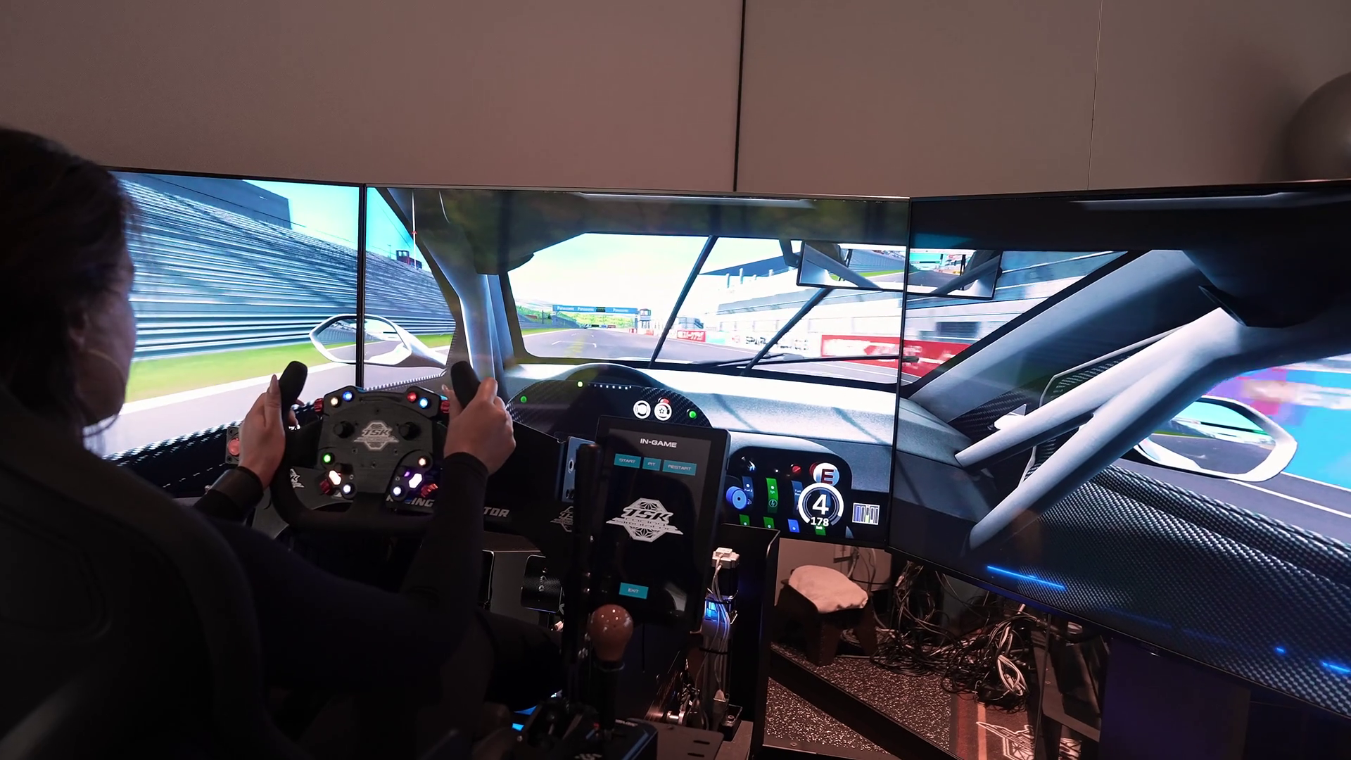 Rear View Of Person In Racing Simulator Stock Footage SBV-353187671 ...