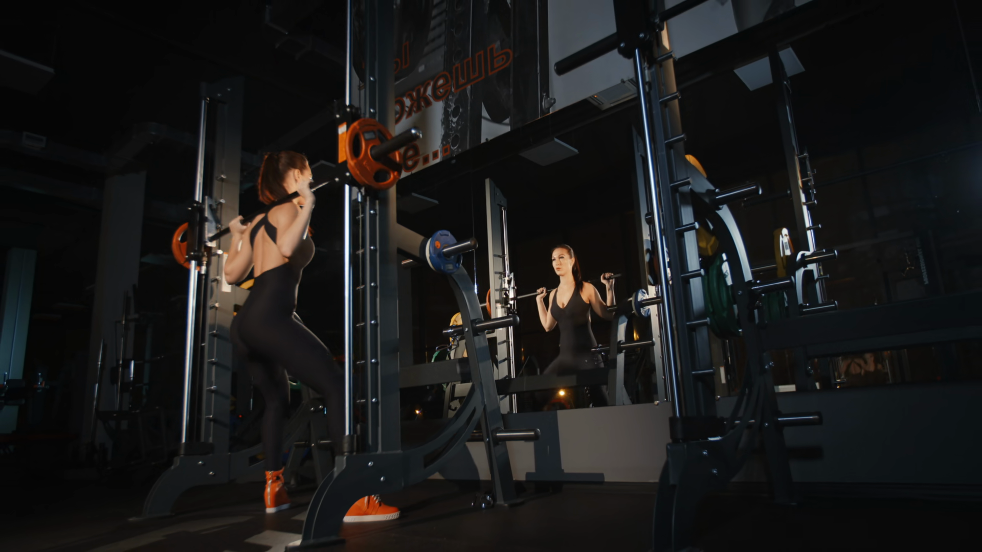 Athletic Woman Workout With Heavy Barbell Stock Footage SBV