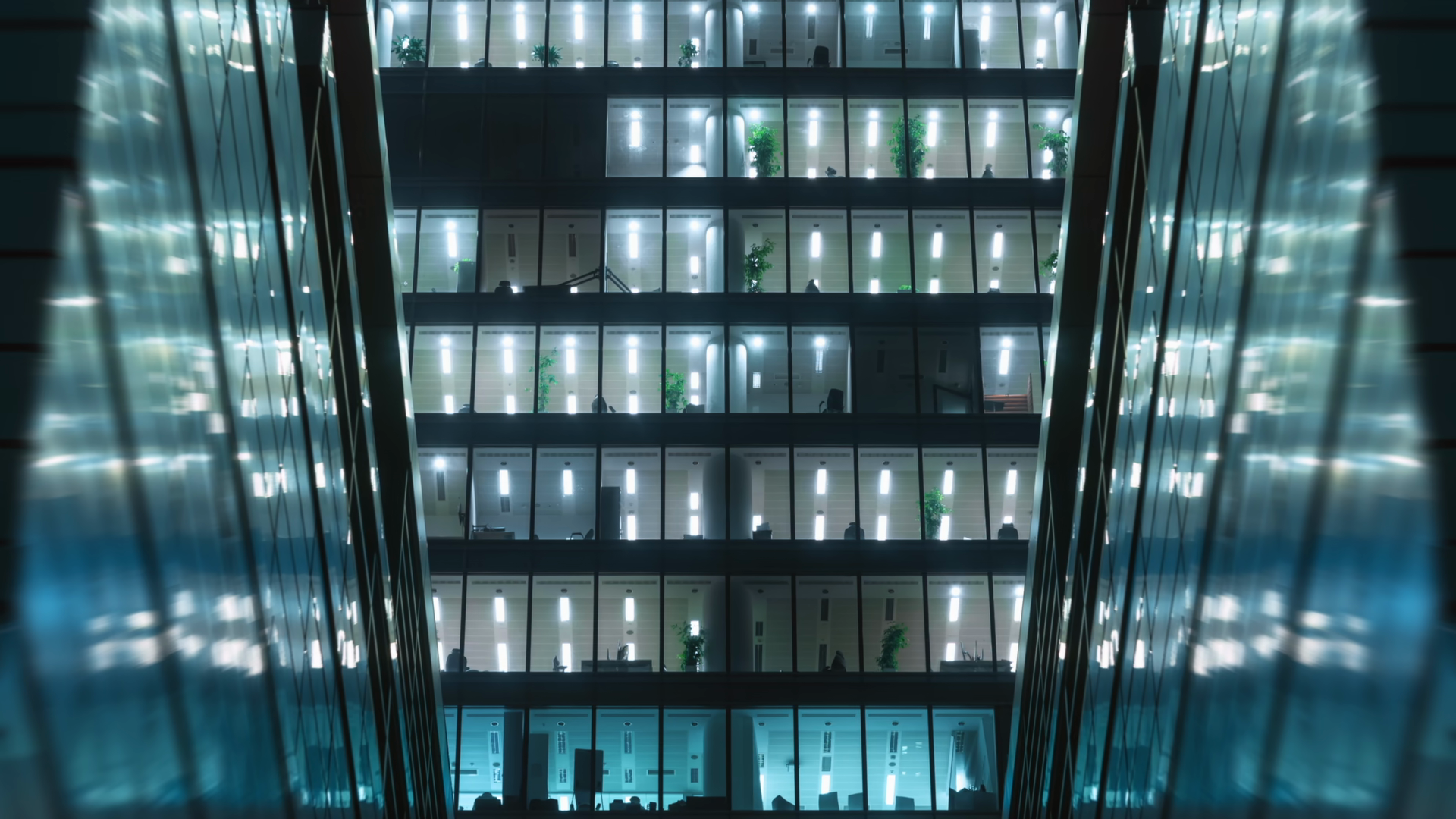 Time Lapse Office Windows Lights In Business Stock Footage SBV ...