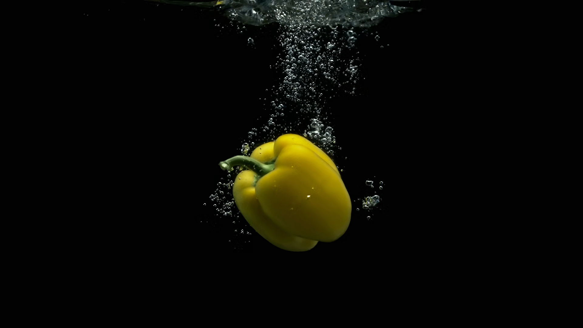 Yellow Bell Pepper Falling Into Water With Stock Footage SBV-354027931 ...