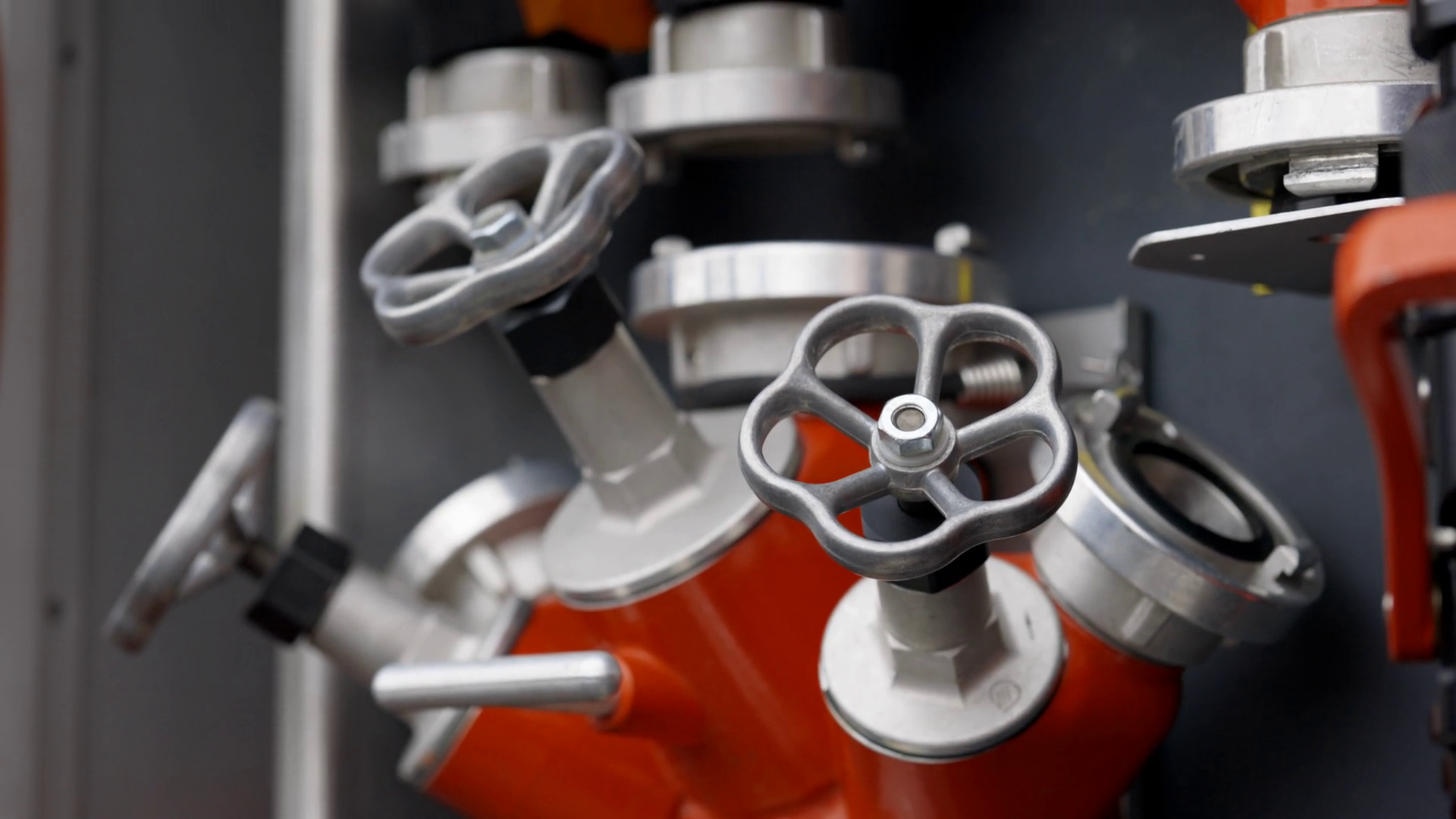 Multi-outlet Valve Connecting Fire Hoses To Stock Footage SBV-350834424 ...