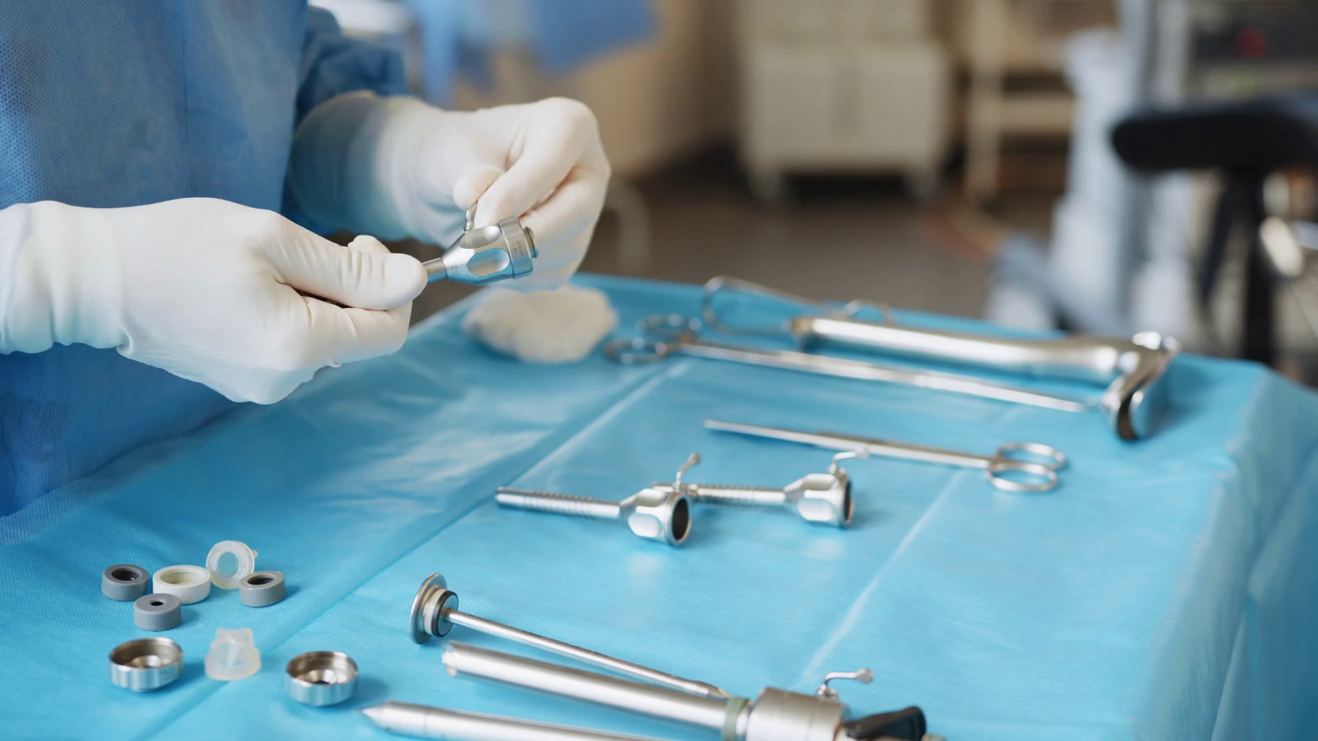 Doctor Cleaning Medical Instruments On Steel Stock Footage SBV ...
