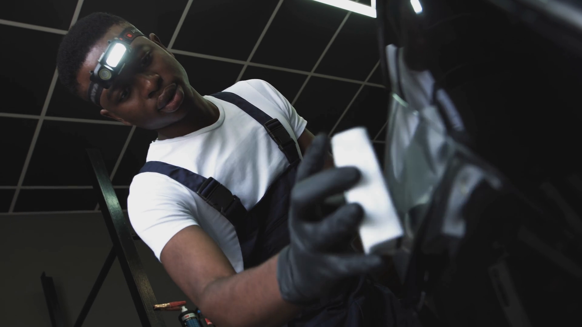 An African-american Service Worker Applies Stock Footage SBV-348521720 ...