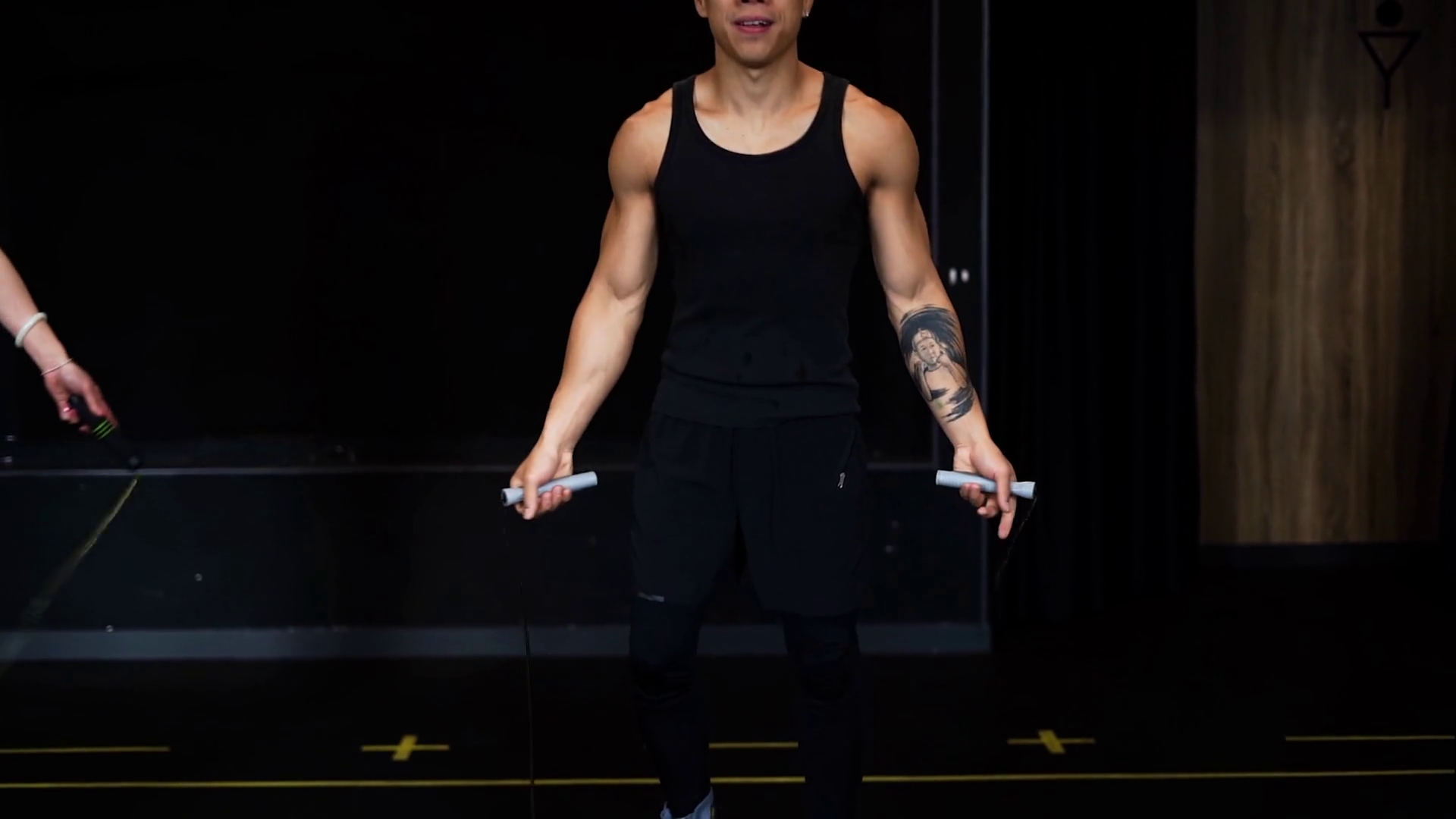 Asian Man Jump Rope Training In Gym Muscular Stock Footage SBV ...