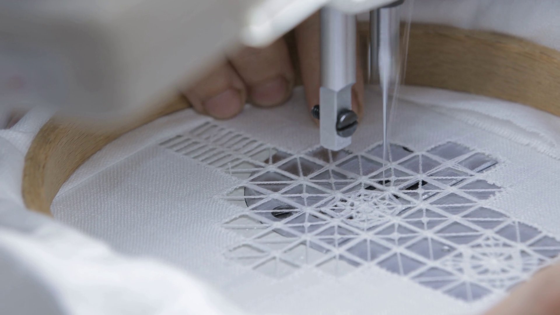 The Hands Of Embroiderer Working On Modern Stock Footage SBV-349380127 ...