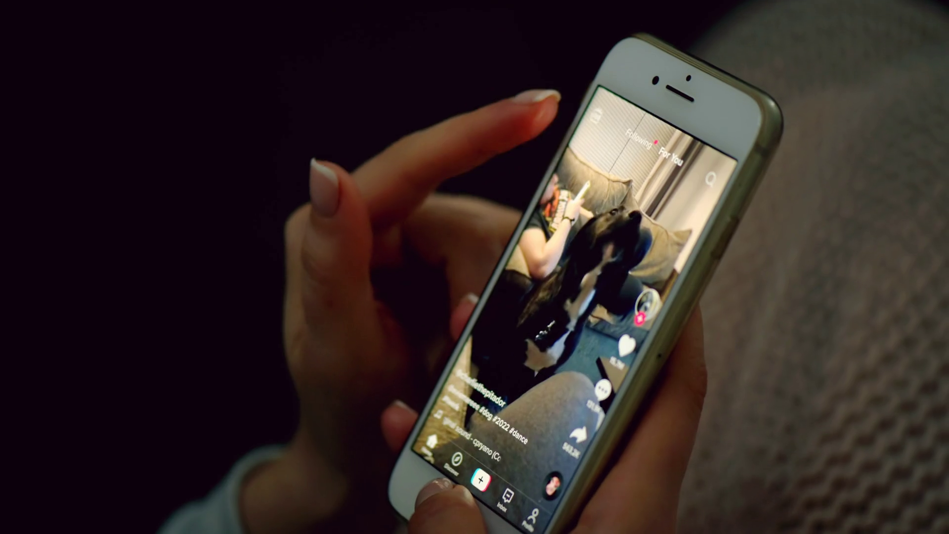 Woman Scrolling Watching Videos On Phone At Stock Footage SBV-352435510 ...