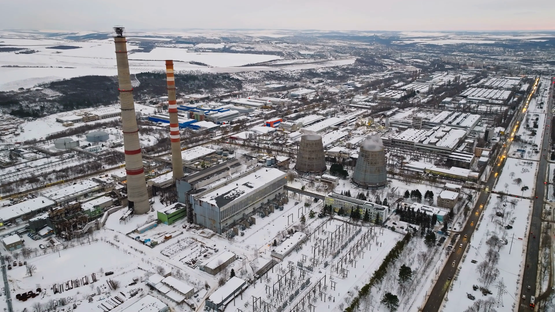 Aerial Drone View Of Working Thermal Power Stock Footage SBV-352368749 ...