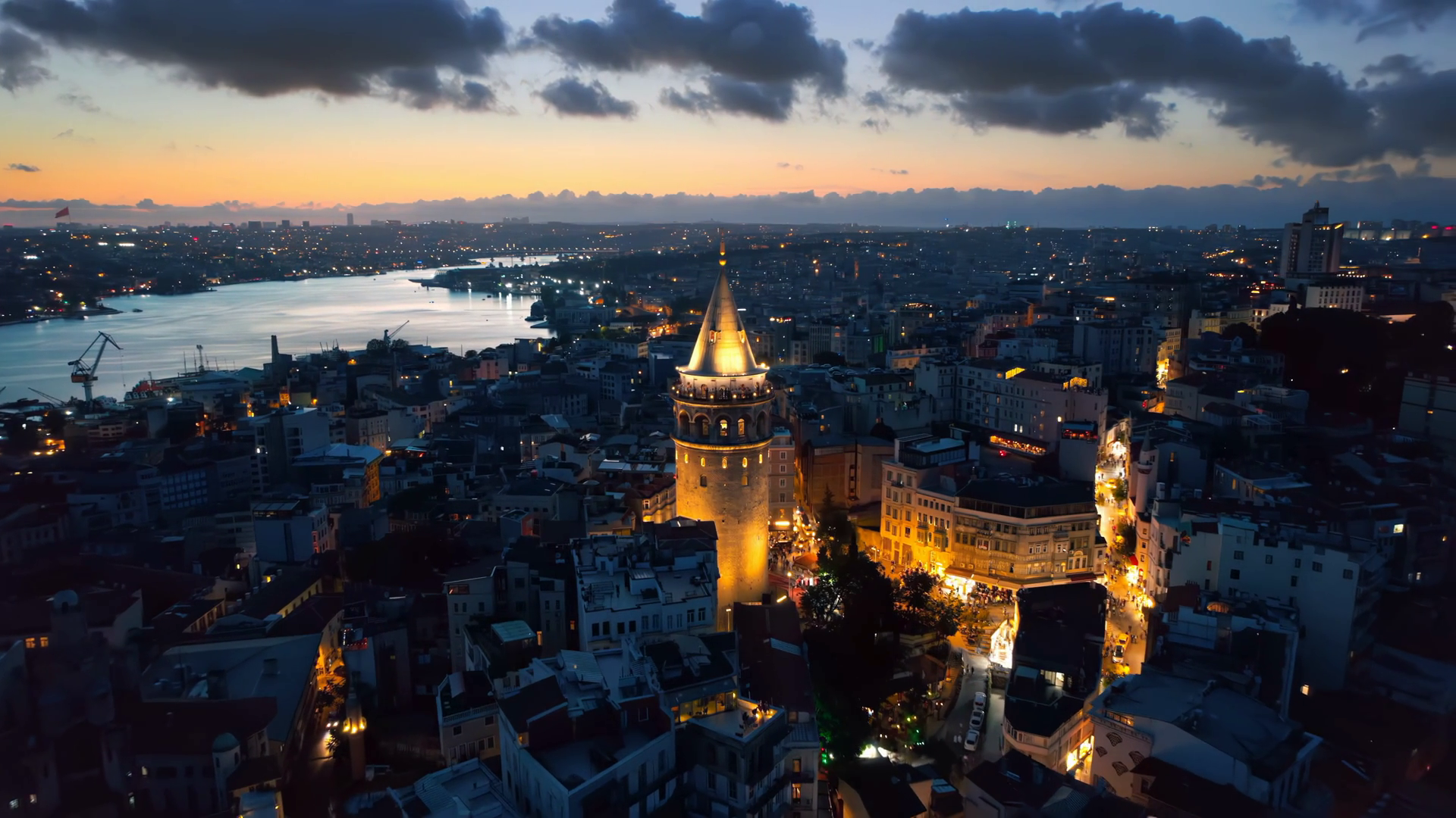 Aerial Drone View Of Istanbul At Sunset Stock Footage SBV-352393310 ...