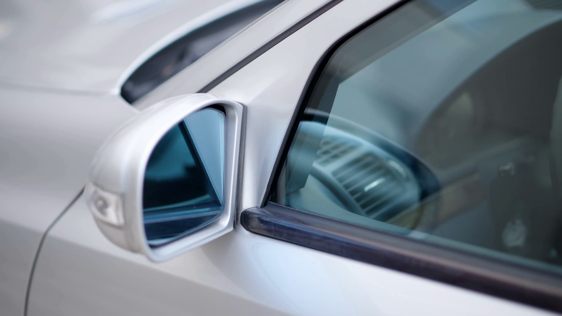 Close Up Of Mirror Front Window Of Silver Car Stock Footage SBV ...