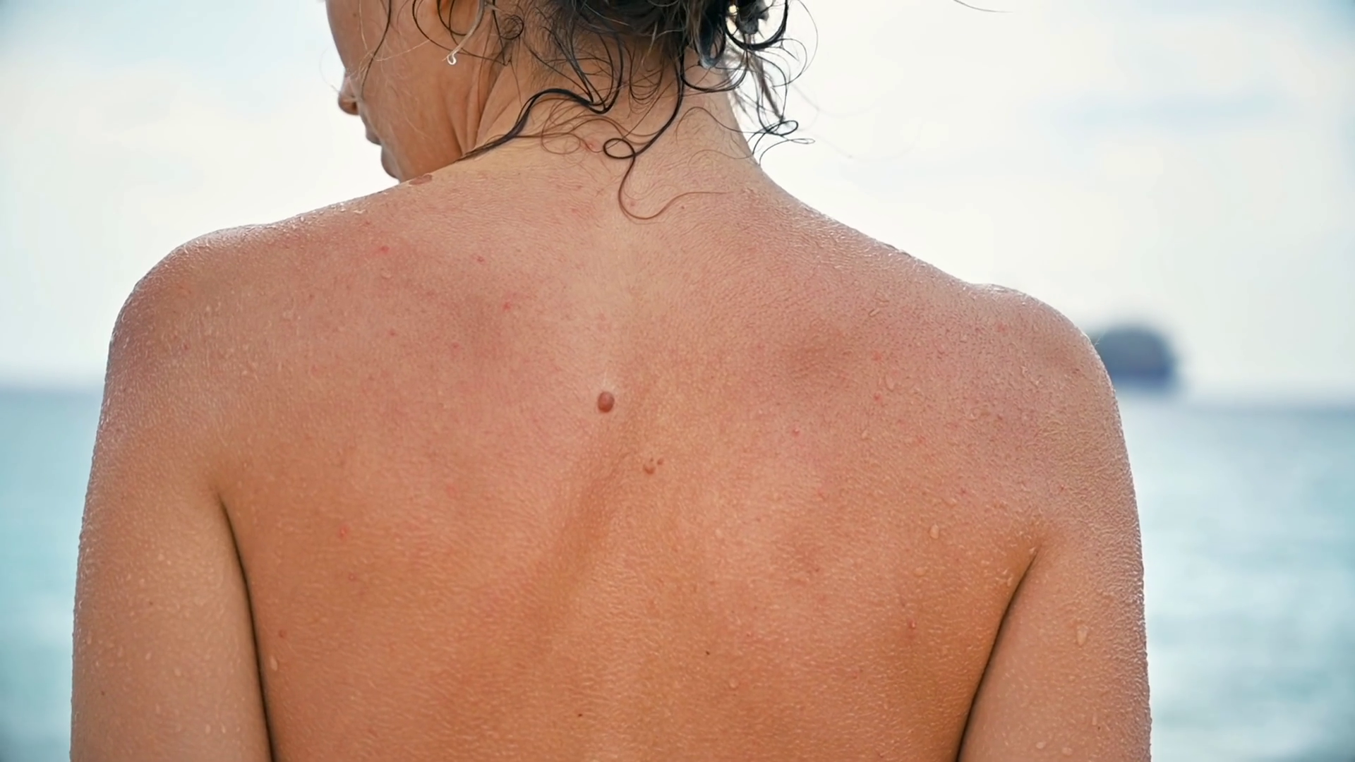 Close View Of Woman Wet Back On Sea Coast Stock Footage SBV-352497029 ...
