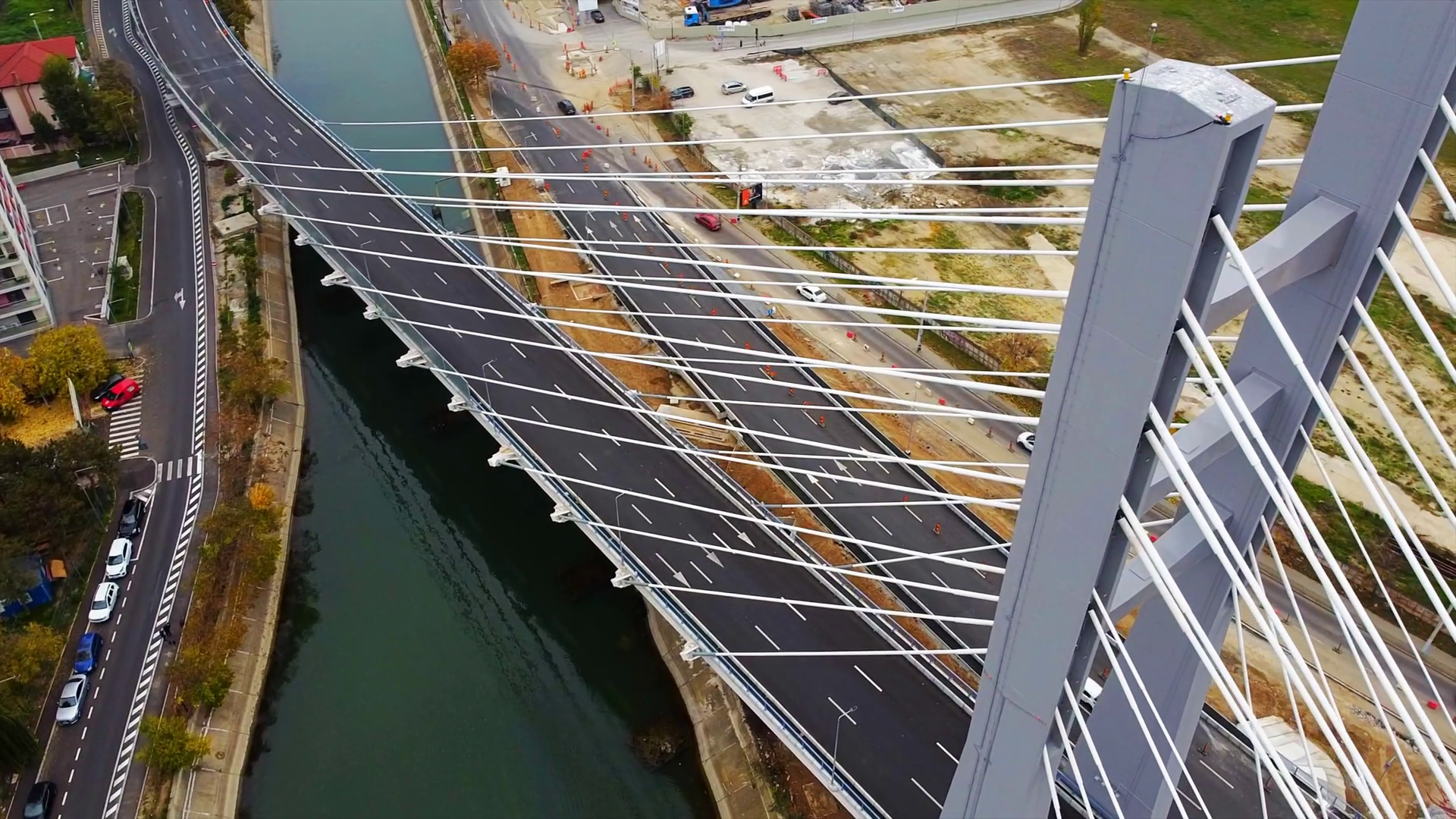 Ciurel Passage Bridge Over River With Moving Stock Footage SBV ...