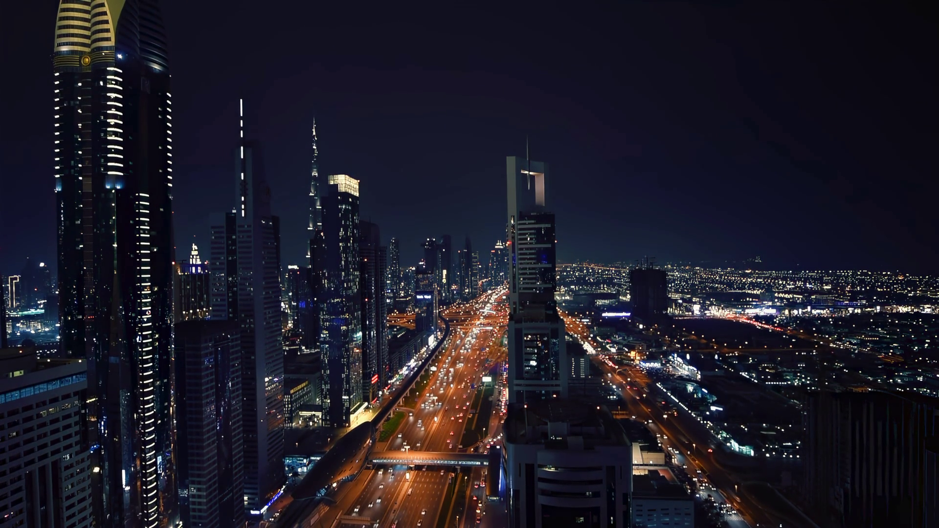 Aerial Night View Of Sheikh Zayed Road Stock Footage SBV-353432805 ...