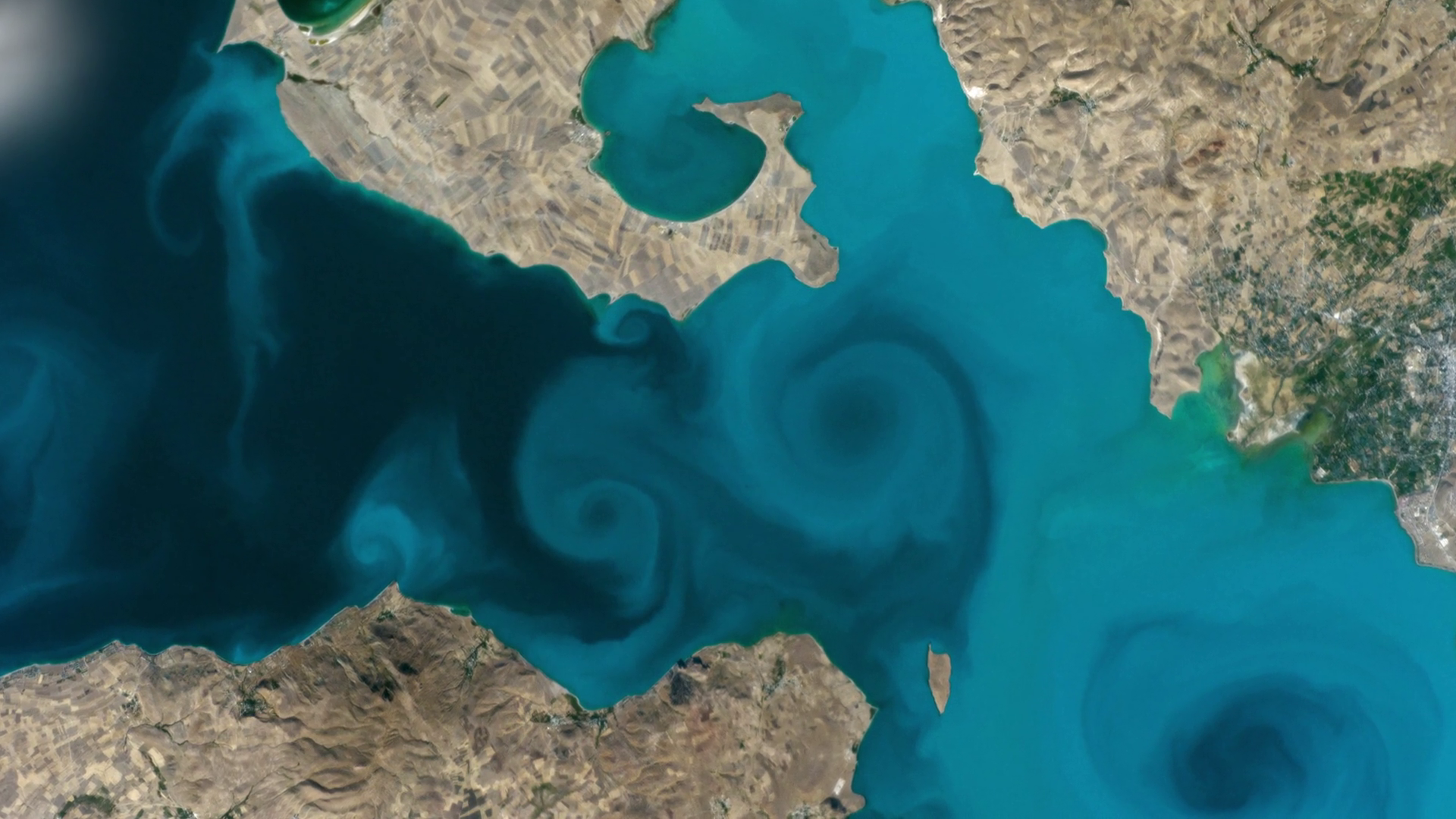 Satellite Aerial View Of Scenic Lake Surface Stock Footage SBV ...