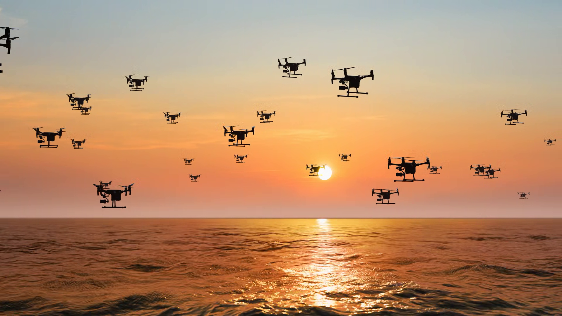 A Swarm Of Drones Conducting Aerial Surveys Stock Footage SBV-353654127 ...