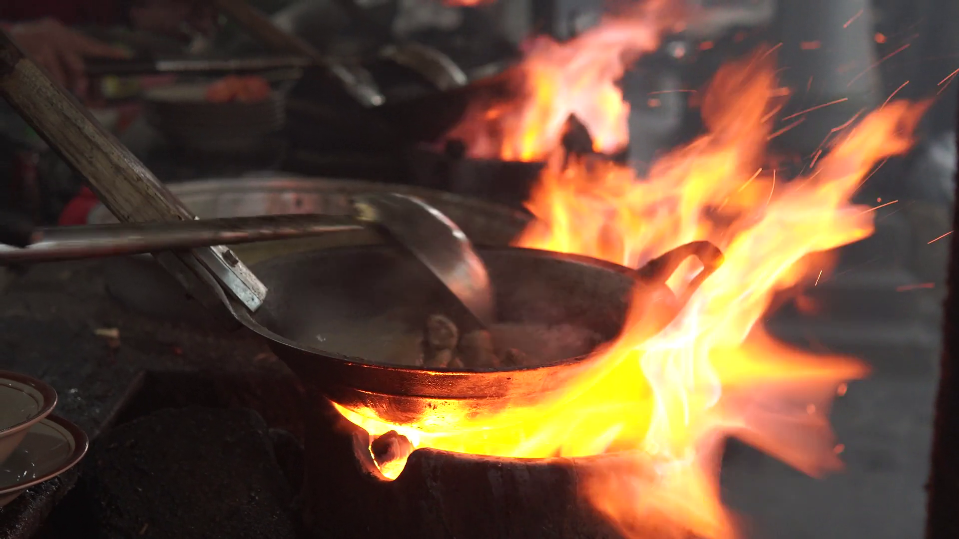 Cooking Food On Stove With Lot Of Smoke Fire Stock Footage SBV ...
