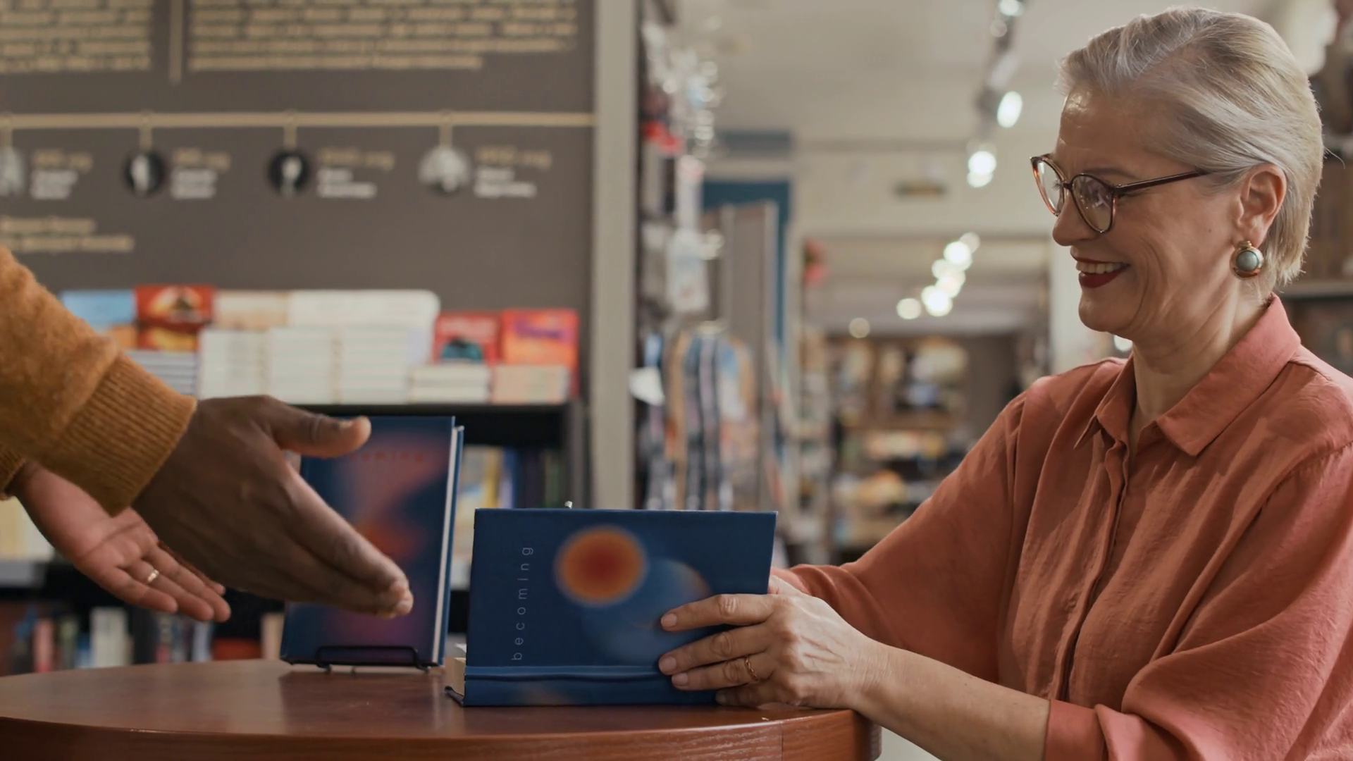 Female Author Smiling Receiving Books From Stock Footage SBV-352222636 ...