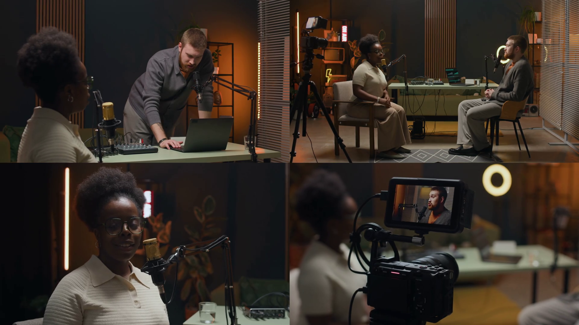 Split Screen Of Backstage Process Recording Stock Footage SBV-351655485 ...