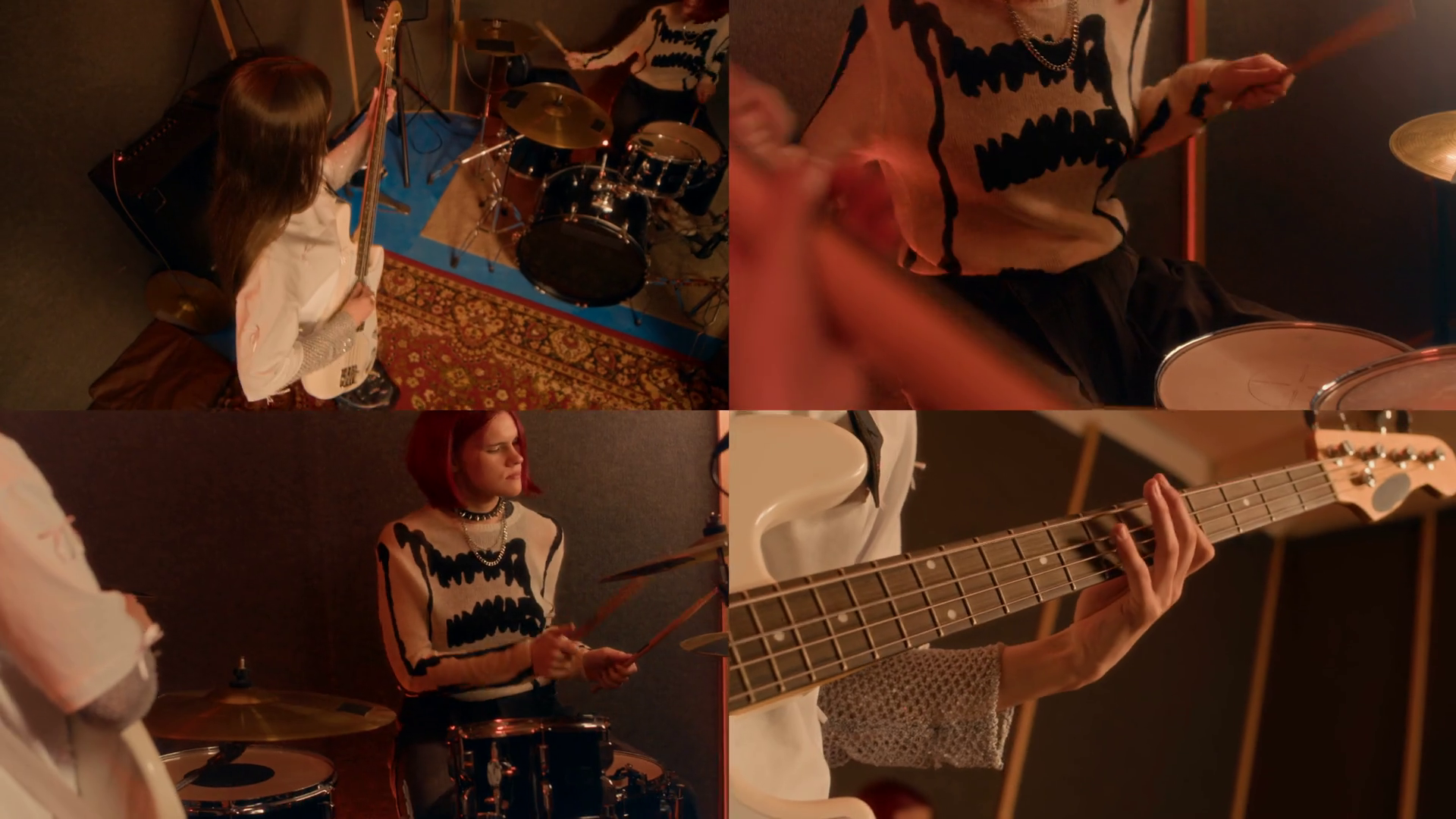 Split Screen Of Punk Rock Girls Intensively Stock Footage SBV-351768260 ...