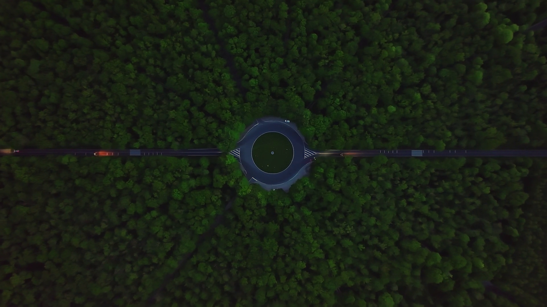 Aerial View Of Traffic In Roundabout In Wood Stock Footage SBV ...
