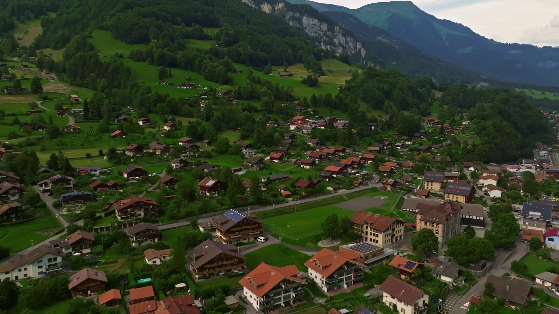 Drone View Of Traditional Swiss Houses Stock Footage SBV-353340192 ...