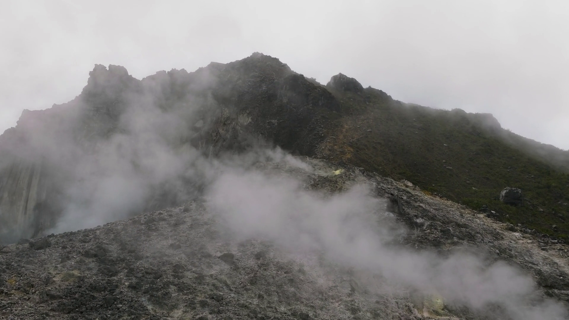 Aerial View Of Sulphur Volcanic Gases Boil Stock Footage SBV-349069522 ...