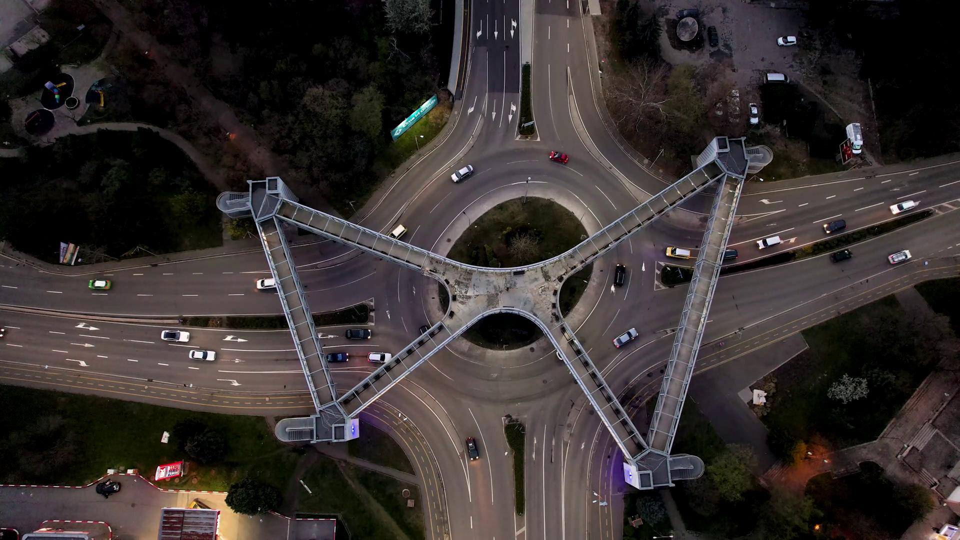 Aerial View Of Modern Roundabout Bridge With Stock Footage SBV ...