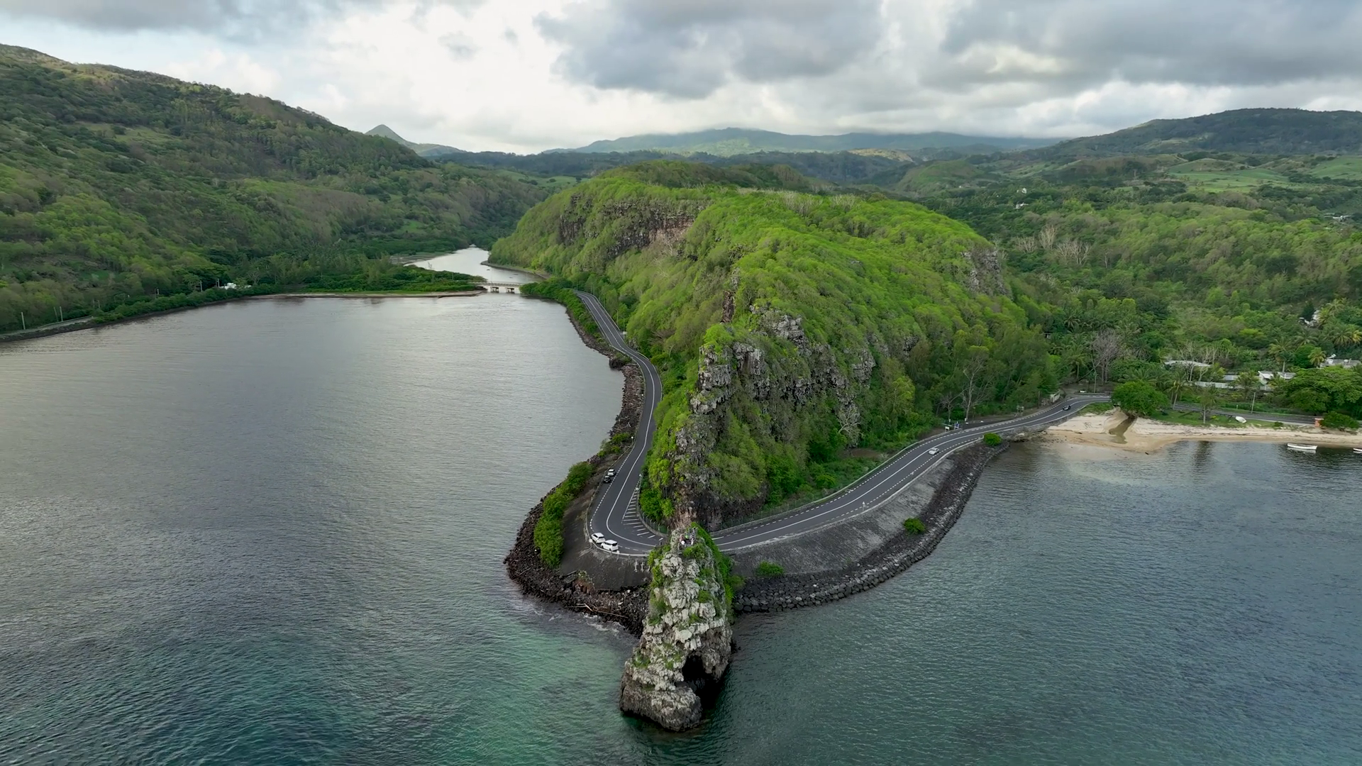 Aerial View Of Maconde Viewpoint Road Splits Stock Footage SBV ...