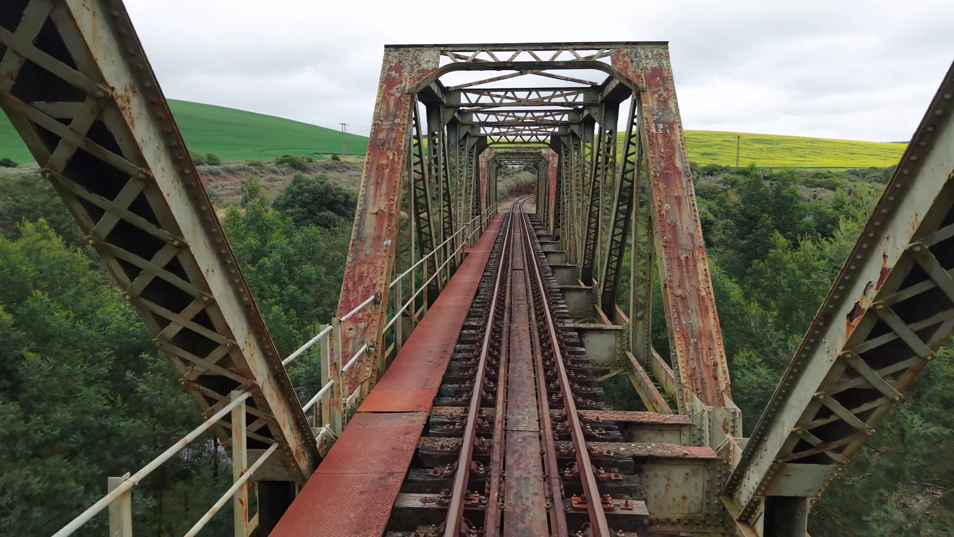 Aerial View Of Rusted Railway Bridge Cutting Stock Footage SBV ...