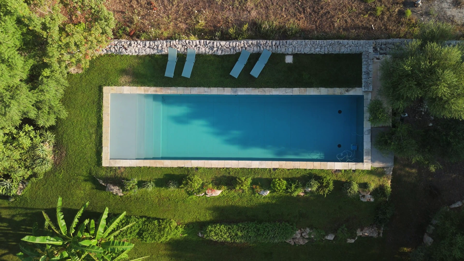 Aerial View Of Rectangular Pool Reflecting Stock Footage SBV-353296117 ...