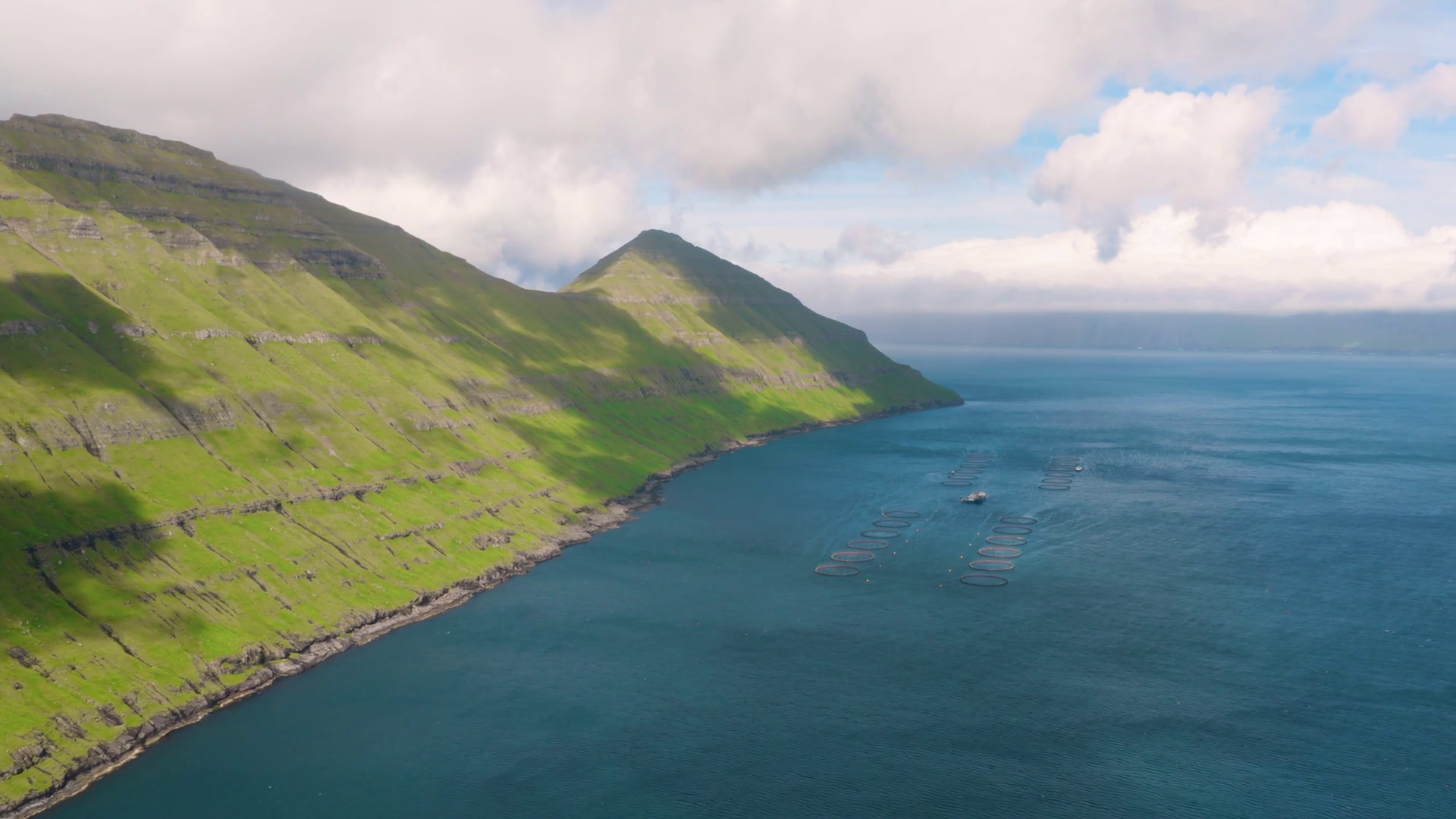 Aerial View Of Fjord Viewpoint Fish Farm Stock Footage SBV-352643613 ...