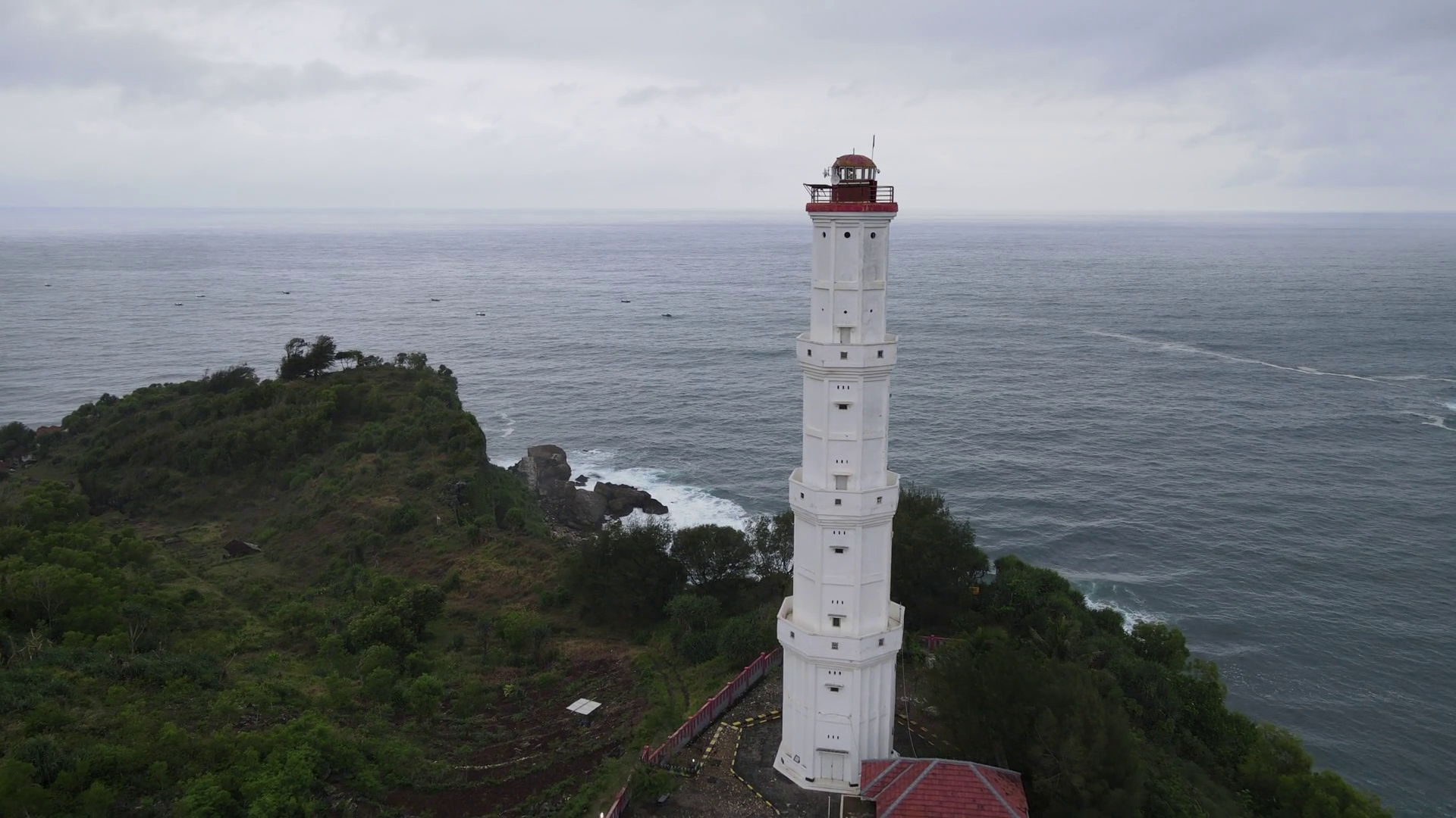Aerial View Of Stark White Lighthouse Stock Footage SBV-352918437 ...