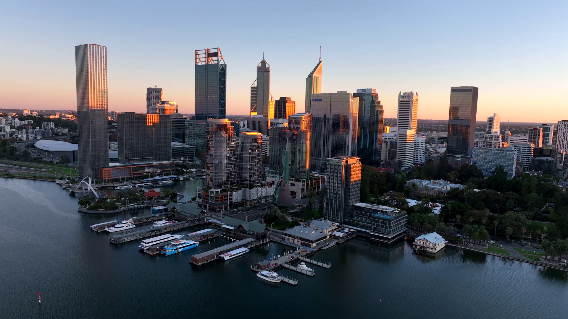 Aerial View Of Perth's Skyline With Modern Stock Footage SBV-353069391 ...