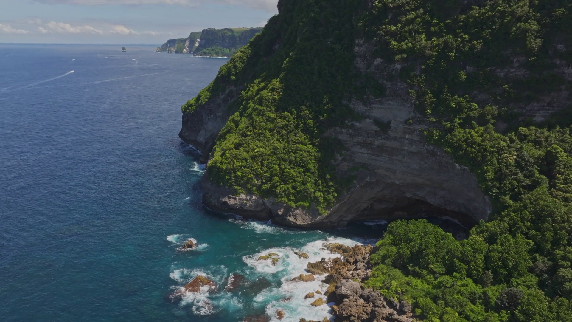 Aerial View Of Cliffside With Clear Blue Stock Footage SBV-349040990 ...