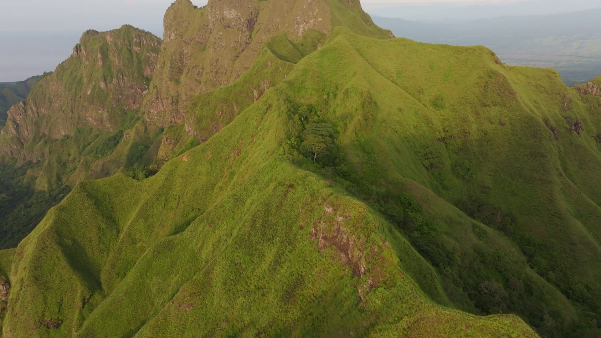 Aerial View Of Lush Green Mountain Ridge Stock Footage SBV-349041607 ...