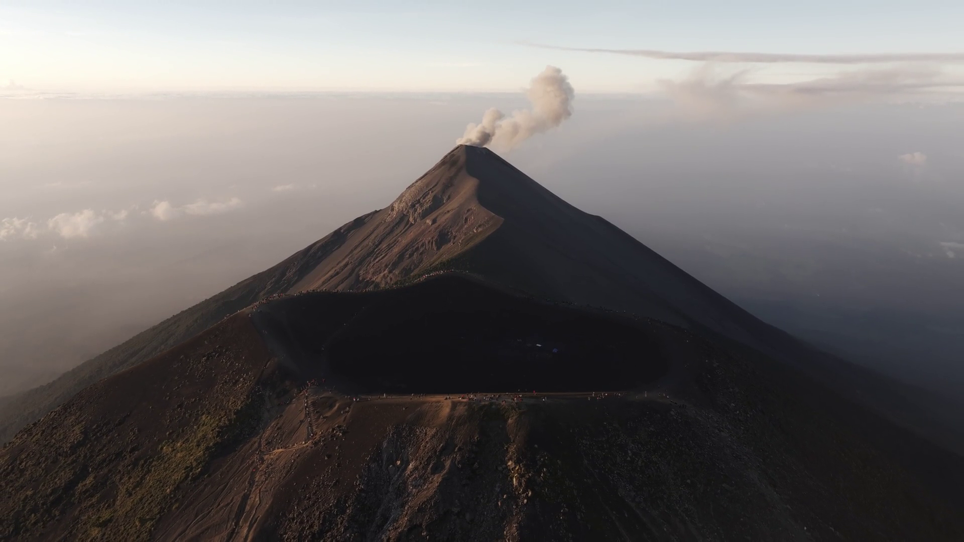 Aerial View Of Erupting Fuego Volcano With Stock Footage SBV-349230386 ...