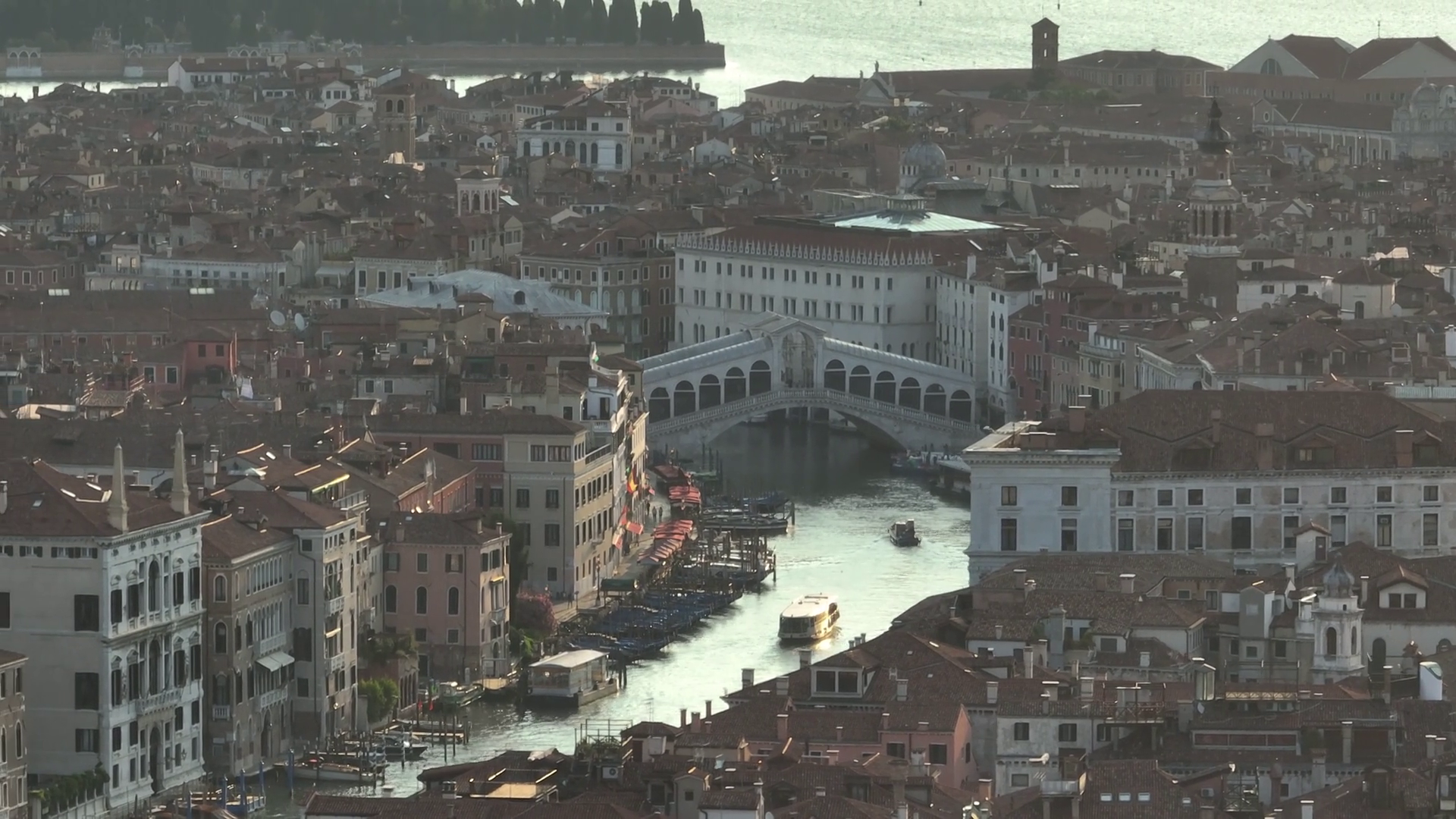 Aerial View Of Rialto Bridge Crossing Grand Stock Footage SBV-348598456 ...