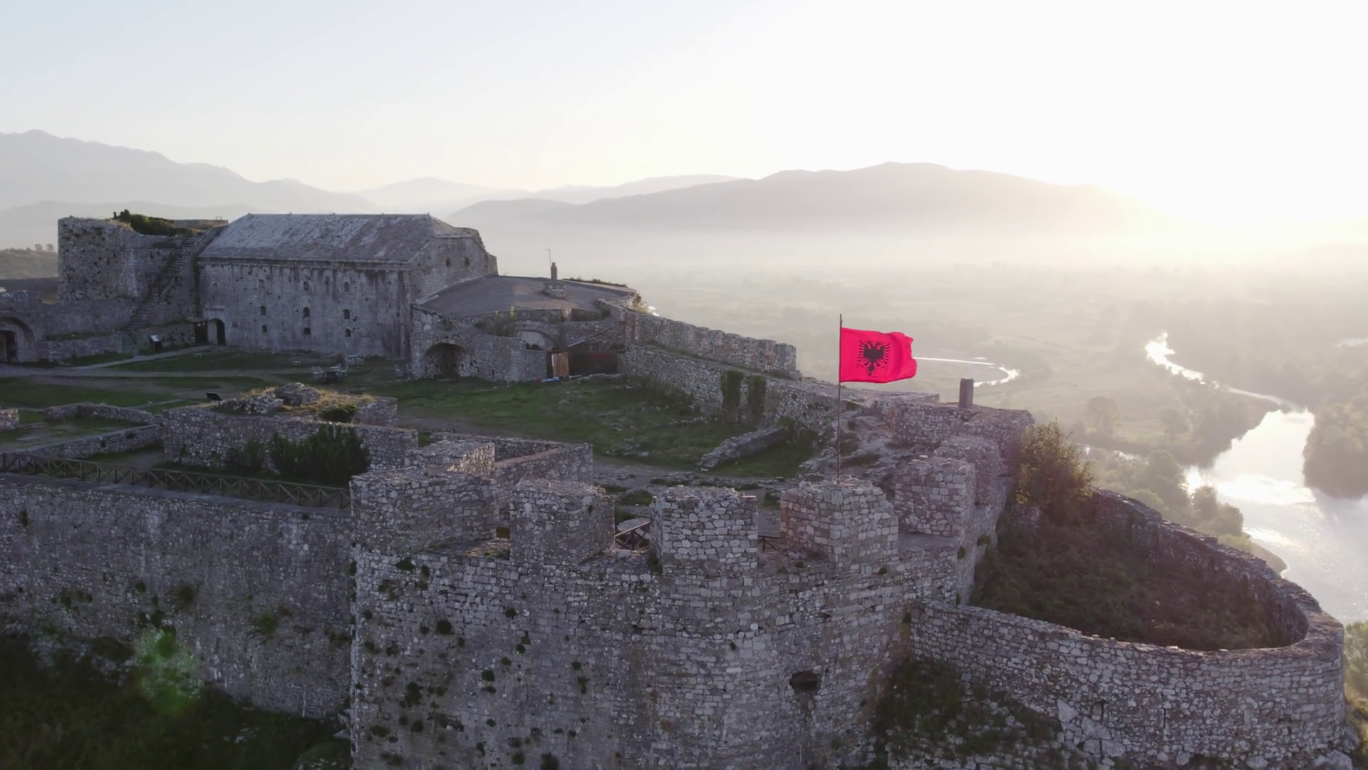Aerial View Of Old Ruins Of Rozafa Castle Stock Footage SBV-348907708 ...