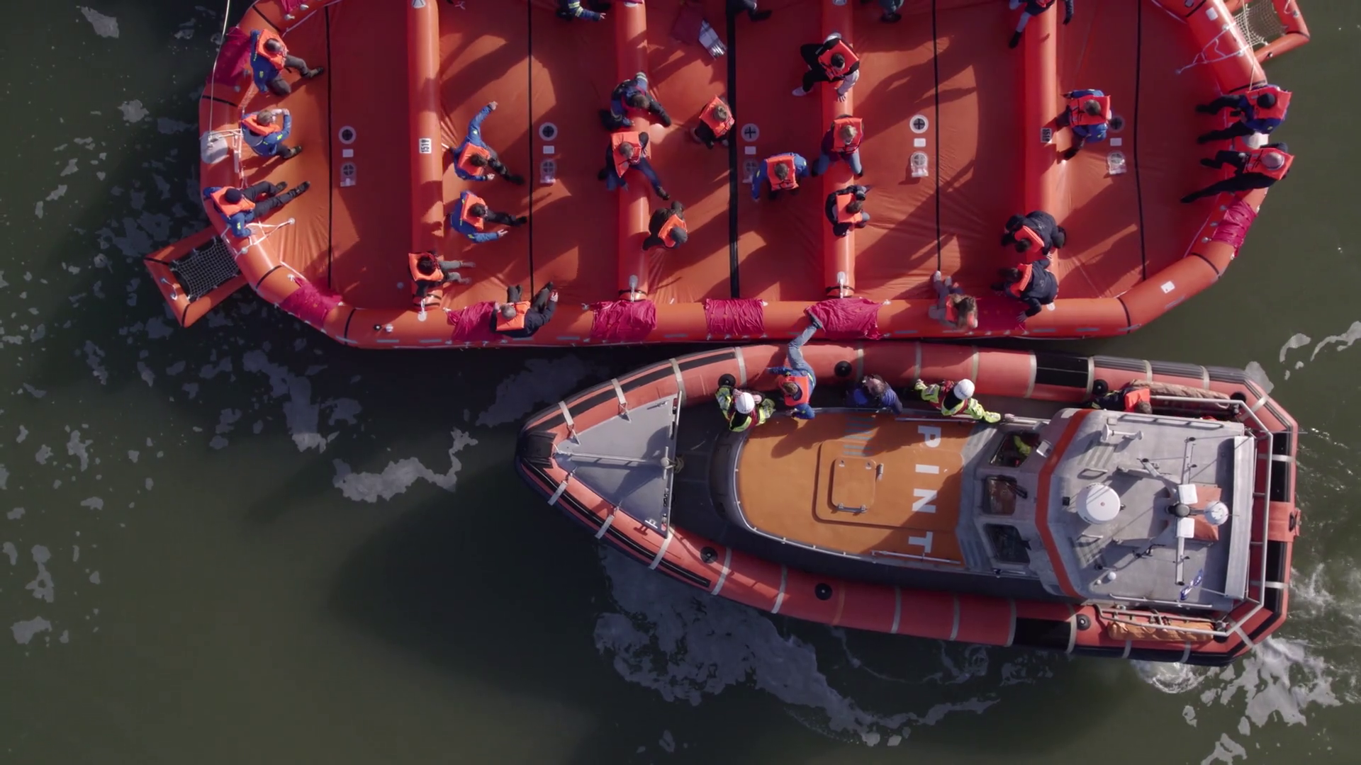 Aerial View Of Launching Of Ferry Life Raft Stock Footage SBV-348909132 ...