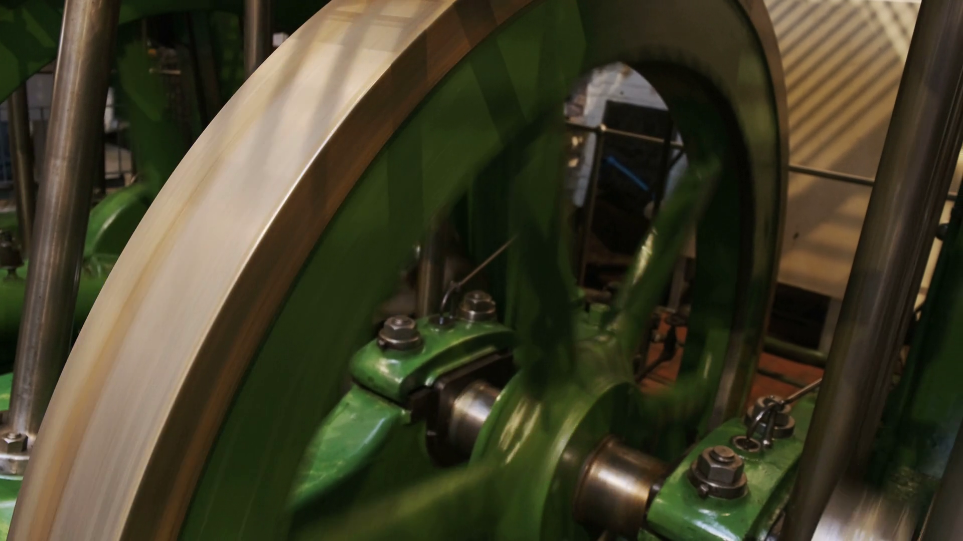 Close-up Shot Of Flywheel Of Single Cylinder Stock Footage SBV ...