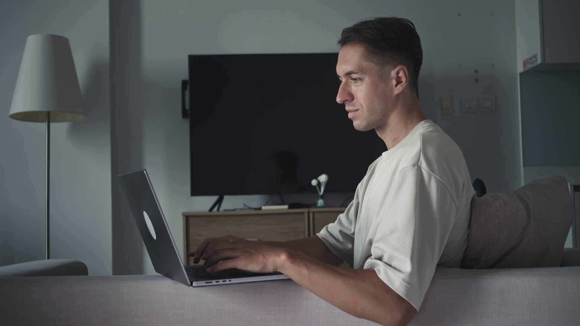 Man With Laptop Managing Remote Tasks Laptop Stock Footage SBV ...