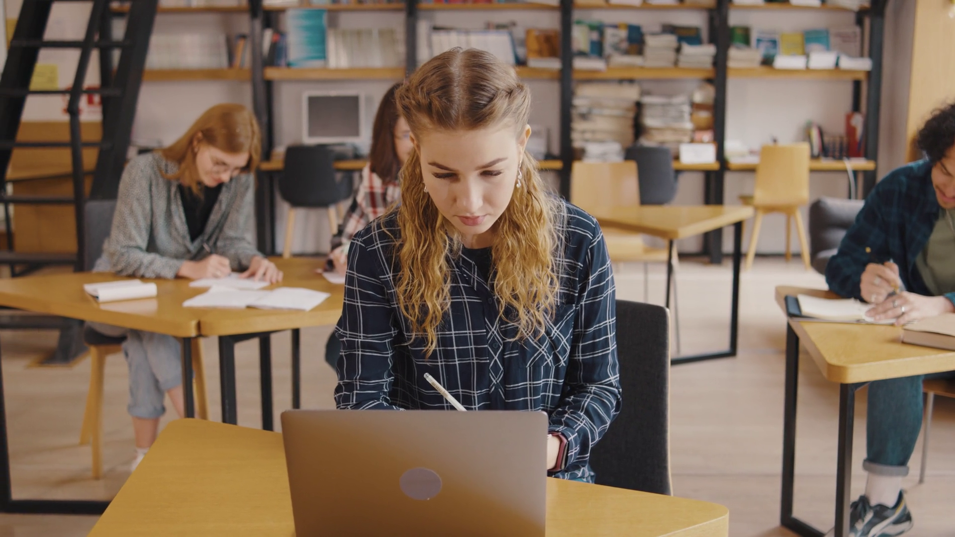 A Group Of Students Study Read Books Write Stock Footage SBV-348981612 ...