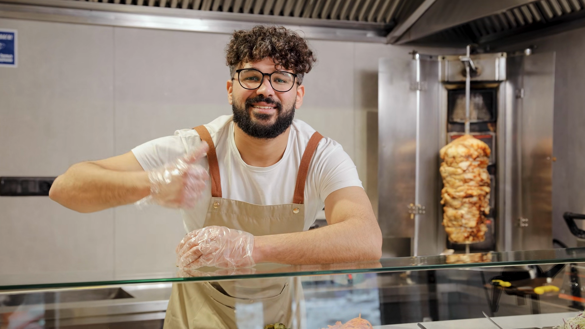 Bearded Bespectacled Chef In Apron Flashes Stock Footage SBV-354036873 ...