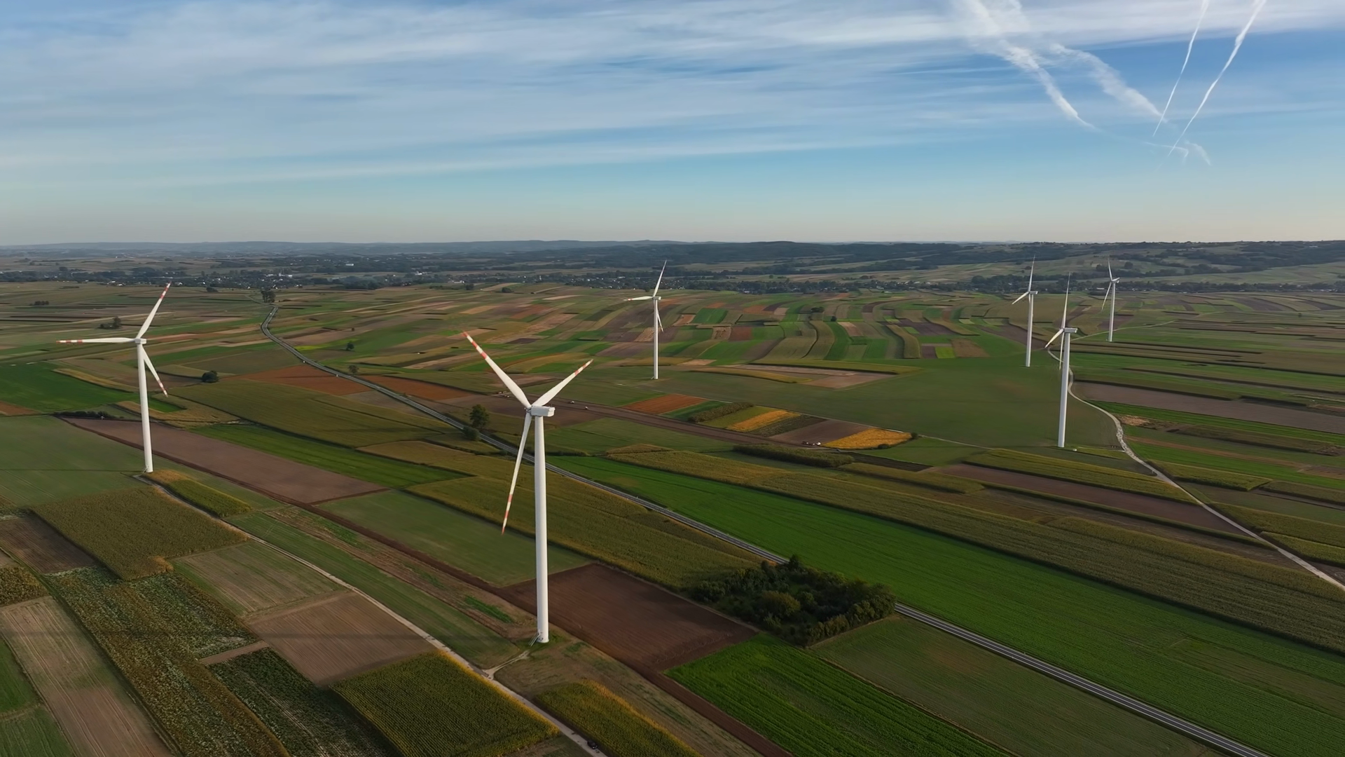 Wind Turbines In Open Fields Sustainable Stock Footage SBV-353845127 ...