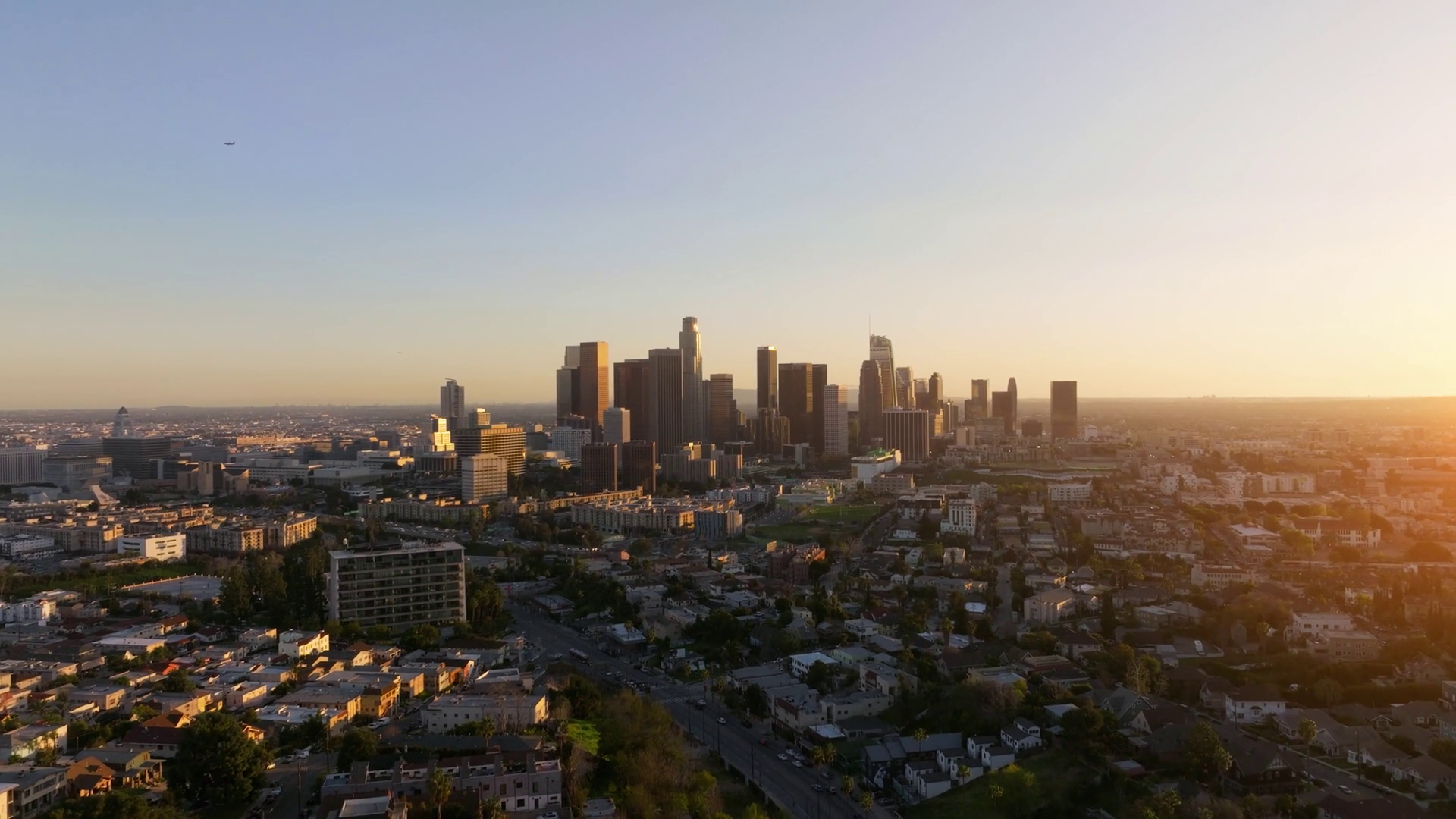Stunning Sunset Over Los Angeles Skyline Stock Footage SBV-351661132 ...