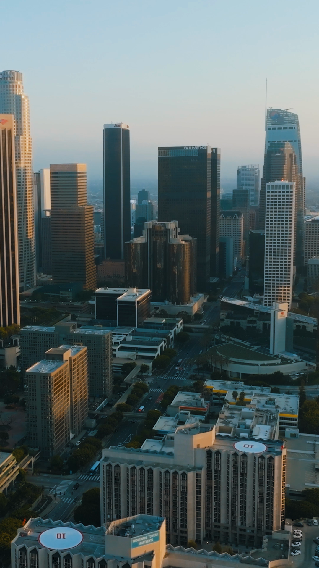 Aerial View Of Downtown Los Angeles Skyline Stock Footage SBV-353100360 ...