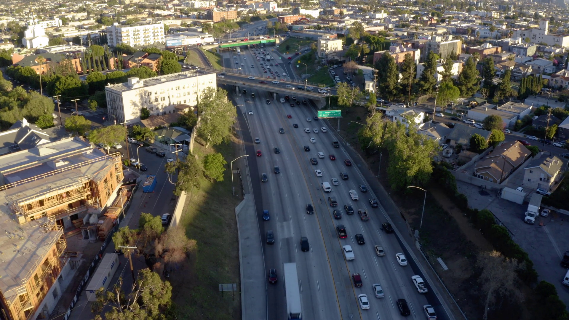 Aerial View Of Busy Freeway In Los Angeles Stock Footage SBV-351655789 ...