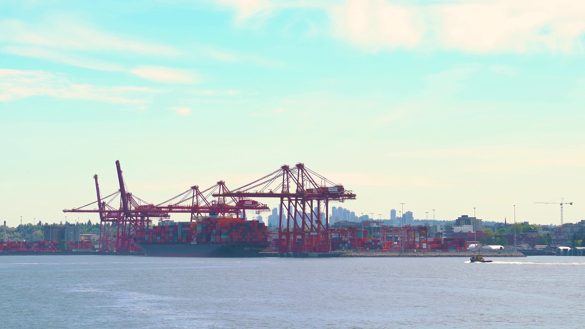 Majestic Port Scene With Towering Cranes Stock Footage SBV-352136800 ...